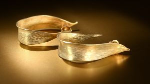 Bamboe oorbellen, 18 kt goud, rose goud of palladium